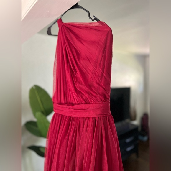 ASOS Burgandy Midi Tulle Bridesmaid’s Dress - Picture 4 of 6